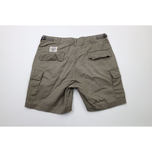 Vintage 90s Streetwear Mens 36 Faded Above Knee Cargo Shorts Green Cotton USA - Picture 8 of 13
